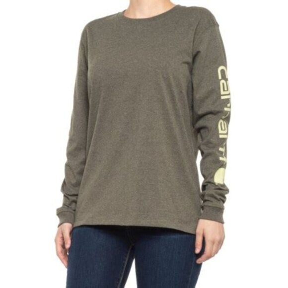 Carhartt Women's Loose Fit Heavyweight Long-Sleeve T-Shirt Basil Heather - Picture 2 of 3